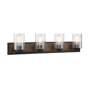 Savoy House Sheppard 32in 4-Light Vanity Light | Rustic Lodge and Clear Seeded Glass | Bathroom Vanity | 32.75 x 6 x 8.5 in | Model L8-7609-4-185
