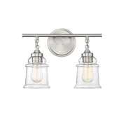 Savoy House Fuller 15in 2-Light Vanity Light | Vintage Satin Nickel and Clear Glass | Bathroom Vanity | 15 x 6.75 x 11 in | Model L8-8055-2-SN