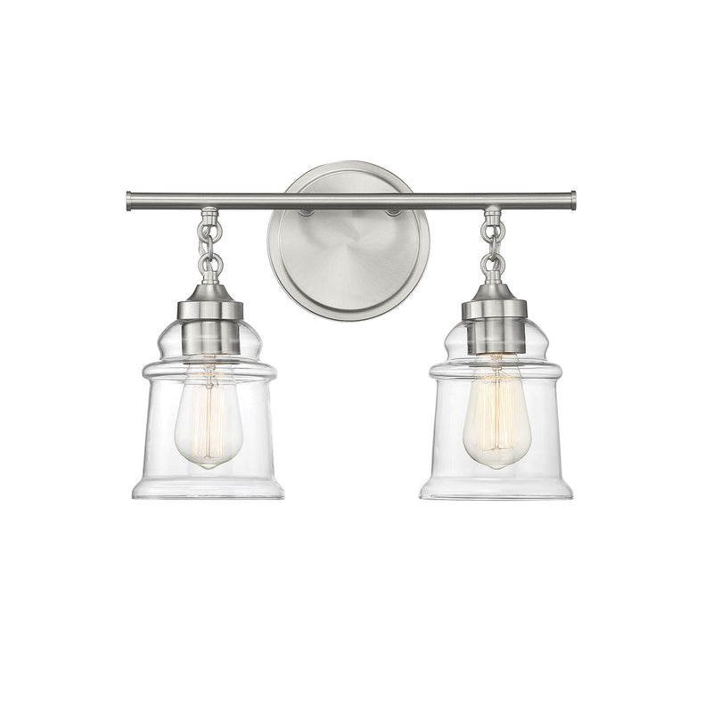 Savoy House Fuller 15in 2-Light Vanity Light | Vintage Satin Nickel and Clear Glass | Bathroom Vanity | 15 x 6.75 x 11 in | Model L8-8055-2-SN