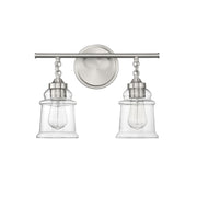 Savoy House Fuller 15in 2-Light Vanity Light | Vintage Satin Nickel and Clear Glass | Bathroom Vanity | 15 x 6.75 x 11 in | Model L8-8055-2-SN
