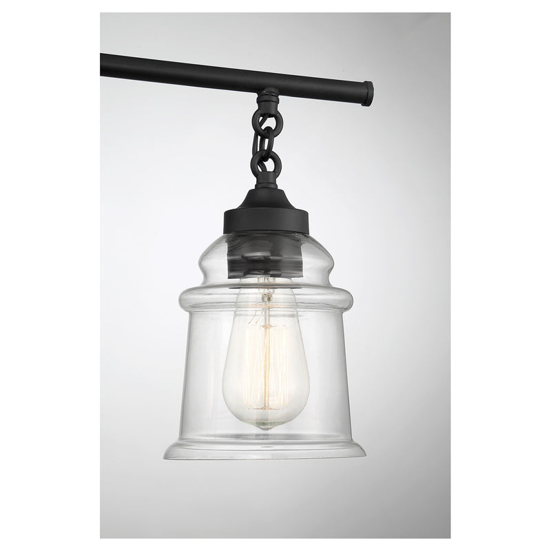 Savoy House Fuller 24in 3-Light Vanity Light | Vintage Matte Black and Clear Glass | Bathroom Vanity | 24 x 6.75 x 11 in | Model L8-8055-3-BK