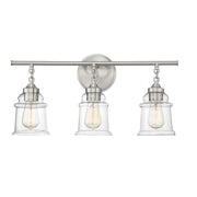 Savoy House Fuller 24in 3-Light Vanity Light | Vintage Satin Nickel and Clear Glass | Bathroom Vanity | 24 x 6.75 x 11 in | Model L8-8055-3-SN