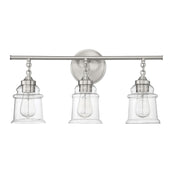 Savoy House Fuller 24in 3-Light Vanity Light | Vintage Satin Nickel and Clear Glass | Bathroom Vanity | 24 x 6.75 x 11 in | Model L8-8055-3-SN
