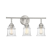 Savoy House Fuller 24in 3-Light Vanity Light | Vintage Satin Nickel and Clear Glass | Bathroom Vanity | 24 x 6.75 x 11 in | Model L8-8055-3-SN