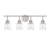 Savoy House Fuller 31in 4-Light Vanity Light | Vintage Satin Nickel and Clear Glass | Bathroom Vanity | 31.38 x 6.75 x 11 in | Model L8-8055-4-SN