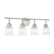 Savoy House Fuller 31in 4-Light Vanity Light | Vintage Satin Nickel and Clear Glass | Bathroom Vanity | 31.38 x 6.75 x 11 in | Model L8-8055-4-SN