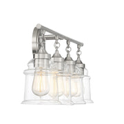 Savoy House Fuller 31in 4-Light Vanity Light | Vintage Satin Nickel and Clear Glass | Bathroom Vanity | 31.38 x 6.75 x 11 in | Model L8-8055-4-SN
