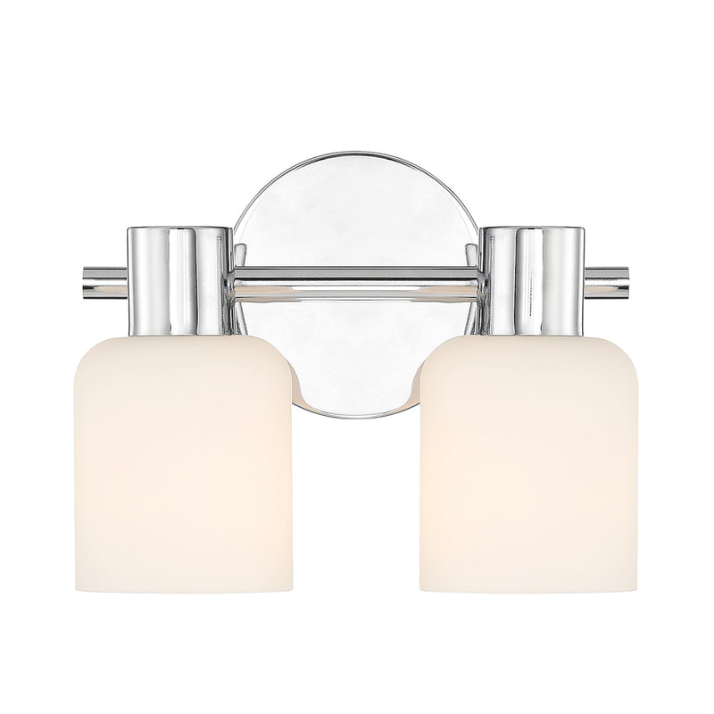 Savoy House Strand 10in 2-Light Vanity Light | Vintage Chrome and White Glass | Bathroom Vanity | 6.25 x 10.25 x 8 in | Model L8-9022-2-11
