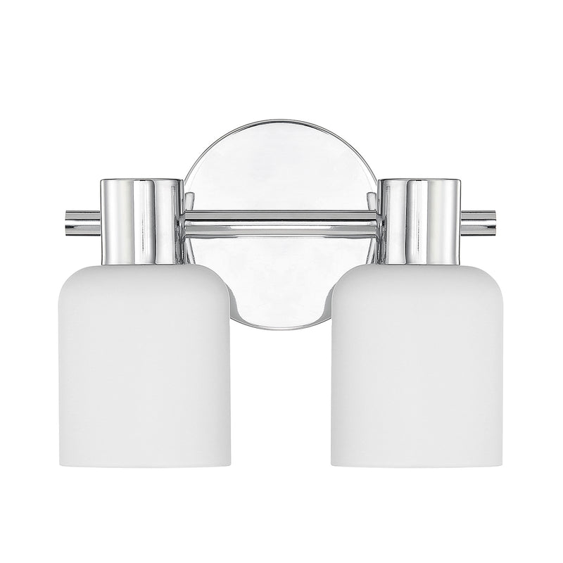 Savoy House Strand 10in 2-Light Vanity Light | Vintage Chrome and White Glass | Bathroom Vanity | 6.25 x 10.25 x 8 in | Model L8-9022-2-11