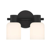Savoy House Strand 10in 2-Light Vanity Light | Vintage Matte Black and White Glass | Bathroom Vanity | 6.25 x 10.25 x 8 in | Model L8-9022-2-BK