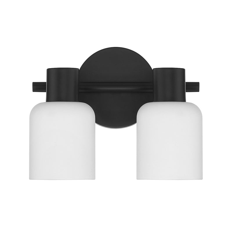 Savoy House Strand 10in 2-Light Vanity Light | Vintage Matte Black and White Glass | Bathroom Vanity | 6.25 x 10.25 x 8 in | Model L8-9022-2-BK