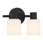 Savoy House Strand 10in 2-Light Vanity Light | Vintage Matte Black and White Glass | Bathroom Vanity | 6.25 x 10.25 x 8 in | Model L8-9022-2-BK