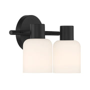 Savoy House Strand 10in 2-Light Vanity Light | Vintage Matte Black and White Glass | Bathroom Vanity | 6.25 x 10.25 x 8 in | Model L8-9022-2-BK