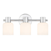 Savoy House Strand 17in 3-Light Vanity Light | Vintage Chrome and White Glass | Bathroom Vanity | 6.25 x 16.75 x 8 in | Model L8-9022-3-11