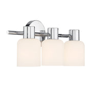 Savoy House Strand 17in 3-Light Vanity Light | Vintage Chrome and White Glass | Bathroom Vanity | 6.25 x 16.75 x 8 in | Model L8-9022-3-11