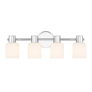 Savoy House Strand 23in 4-Light Vanity Light | Vintage Chrome and White Glass | Bathroom Vanity | 6.25 x 23.25 x 8 in | Model L8-9022-4-11