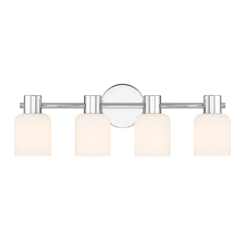 Savoy House Strand 23in 4-Light Vanity Light | Vintage Chrome and White Glass | Bathroom Vanity | 6.25 x 23.25 x 8 in | Model L8-9022-4-11