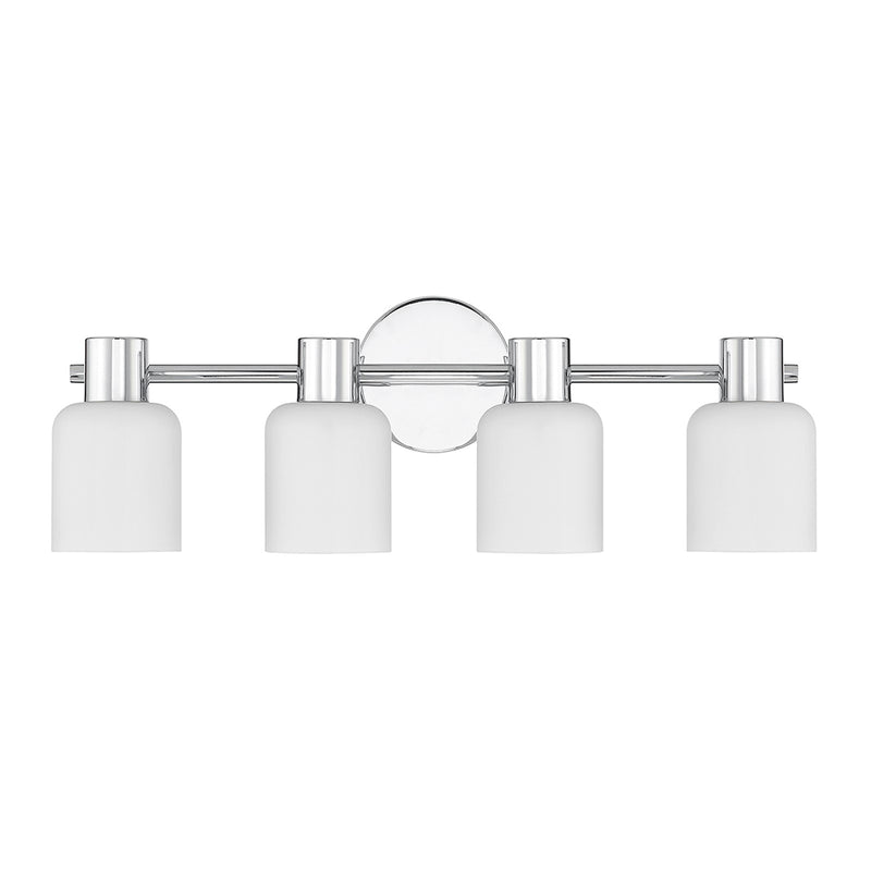 Savoy House Strand 23in 4-Light Vanity Light | Vintage Chrome and White Glass | Bathroom Vanity | 6.25 x 23.25 x 8 in | Model L8-9022-4-11