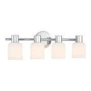 Savoy House Strand 23in 4-Light Vanity Light | Vintage Chrome and White Glass | Bathroom Vanity | 6.25 x 23.25 x 8 in | Model L8-9022-4-11