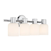 Savoy House Strand 23in 4-Light Vanity Light | Vintage Chrome and White Glass | Bathroom Vanity | 6.25 x 23.25 x 8 in | Model L8-9022-4-11