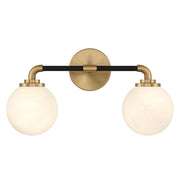 Savoy House Dresden 18in 2-Light Vanity Light | Mid-Century Modern Matte Black and Warm Brass Glass | Bathroom Vanity & Powder | Model L8-9604-2-143