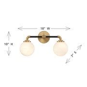 Savoy House Dresden 18in 2-Light Vanity Light | Mid-Century Modern Matte Black and Warm Brass Glass | Bathroom Vanity & Powder | Model L8-9604-2-143