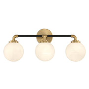 Savoy House Dresden 24in 3-Light Vanity Light | Mid-Century Modern Matte Black and Warm Brass Glass | Bathroom Vanity & Powder | Model L8-9604-3-143