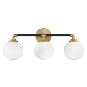 Savoy House Dresden 24in 3-Light Vanity Light | Mid-Century Modern Matte Black and Warm Brass Glass | Bathroom Vanity & Powder | Model L8-9604-3-143