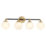 Savoy House Dresden 33in 4-Light Vanity Light | Mid-Century Modern Matte Black and Warm Brass Glass | Bathroom Vanity & Powder | Model L8-9604-4-143