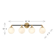 Savoy House Dresden 33in 4-Light Vanity Light | Mid-Century Modern Matte Black and Warm Brass Glass | Bathroom Vanity & Powder | Model L8-9604-4-143
