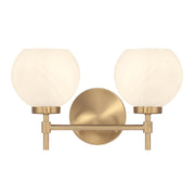 Savoy House Hannah 16in 2-Light Vanity Light | Vintage Warm Brass and White Strie Glass | Bathroom Vanity & Powder Room | Model L8-9621-2-322