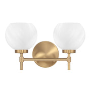 Savoy House Hannah 16in 2-Light Vanity Light | Vintage Warm Brass and White Strie Glass | Bathroom Vanity & Powder Room | Model L8-9621-2-322