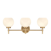 Savoy House Hannah 24in 3-Light Vanity Light | Vintage Warm Brass and White Strie Glass | Bathroom Vanity | 24 x 7 x 8 in | Model L8-9621-3-322
