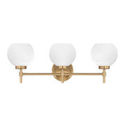 Savoy House Hannah 24in 3-Light Vanity Light | Vintage Warm Brass and White Strie Glass | Bathroom Vanity | 24 x 7 x 8 in | Model L8-9621-3-322