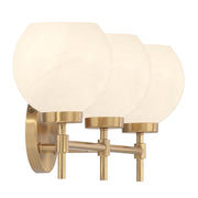 Savoy House Hannah 24in 3-Light Vanity Light | Vintage Warm Brass and White Strie Glass | Bathroom Vanity | 24 x 7 x 8 in | Model L8-9621-3-322