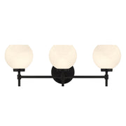 Savoy House Hannah 24in 3-Light Vanity Light | Vintage Matte Black and White Strie Glass | Bathroom Vanity | 24 x 7 x 8 in | Model L8-9621-3-BK