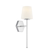 Savoy House Conover 17in 1-Light Wall Sconce | Modern Polished Nickel and White Opal Glass | Bedroom & Hallway | Model L9-2222-1-109
