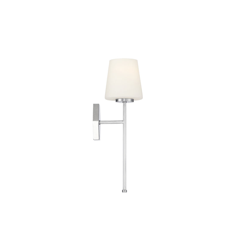 Savoy House Conover 17in 1-Light Wall Sconce | Modern Polished Nickel and White Opal Glass | Bedroom & Hallway | Model L9-2222-1-109