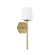 Savoy House Conover 17in 1-Light Wall Sconce | Modern Warm Brass and White Opal Glass | Bedroom & Hallway | 5.5 x 6.5 x 17.25 in | Model L9-2222-1-322
