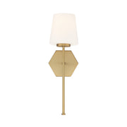 Savoy House Conover 17in 1-Light Wall Sconce | Modern Warm Brass and White Opal Glass | Bedroom & Hallway | 5.5 x 6.5 x 17.25 in | Model L9-2222-1-322