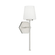 Savoy House Conover 17in 1-Light Wall Sconce | Modern Satin Nickel and White Opal Glass | Bathroom Vanity & Hallway | Model L9-2222-1-SN