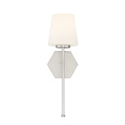 Savoy House Conover 17in 1-Light Wall Sconce | Modern Satin Nickel and White Opal Glass | Bathroom Vanity & Hallway | Model L9-2222-1-SN