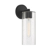 Savoy House Ricci 13.5in 1-Light Wall Sconce | Modern Matte Black and Clear Seeded Glass | Bedroom & Hallway | 5 x 7 x 13.5 in | Model L9-2460-1-89