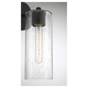 Savoy House Ricci 13.5in 1-Light Wall Sconce | Modern Matte Black and Clear Seeded Glass | Bedroom & Hallway | 5 x 7 x 13.5 in | Model L9-2460-1-89