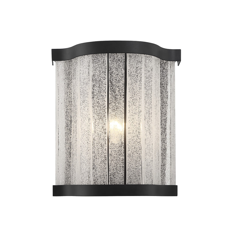 Savoy House Parkside 8in 1-Light Wall Sconce | Vintage Matte Black and Antique Glass | Bedroom & Hallway Accent Light | Model L9-2900-1-89