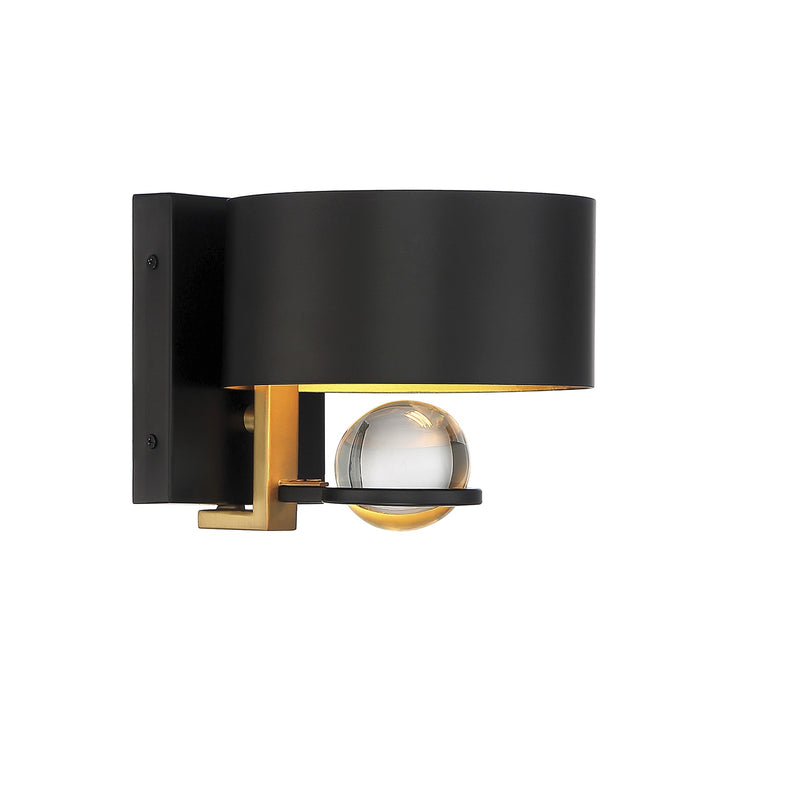 Savoy House Chambord 6.5in 1-Light Wall Sconce | Glam Vintage Black and Warm Brass Metal with K9 Crystal | Bathroom Vanity | Model L9-2925-1-51