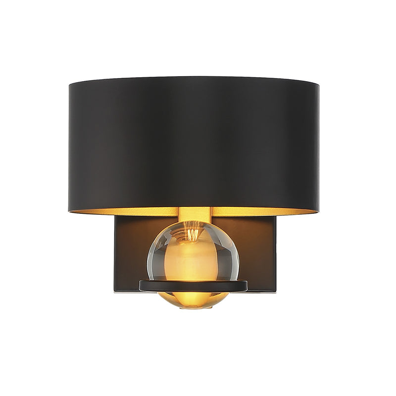 Savoy House Chambord 6.5in 1-Light Wall Sconce | Glam Vintage Black and Warm Brass Metal with K9 Crystal | Bathroom Vanity | Model L9-2925-1-51
