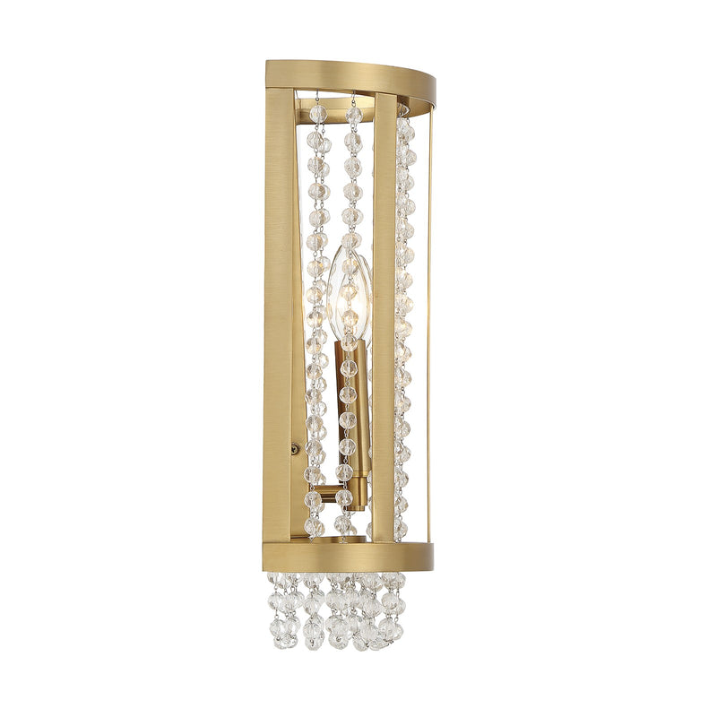 Savoy House Mancini 16.25in 2-Light Wall Sconce | Glam Warm Brass and Clear Crystal | Bathroom Vanity & Hallway | Model L9-3203-2-322