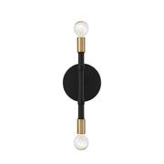Savoy House Rossi 12in 2-Light Wall Sconce | Matte Black and Warm Brass Metal | Bedroom & Hallway Accent Light | Model L9-5612-2-143