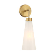 Savoy House Brevard 1-Light Wall Sconce | Vintage Warm Brass and White Strie Glass | Bedroom & Hallway Accent Light | Model L9-6085-1-322